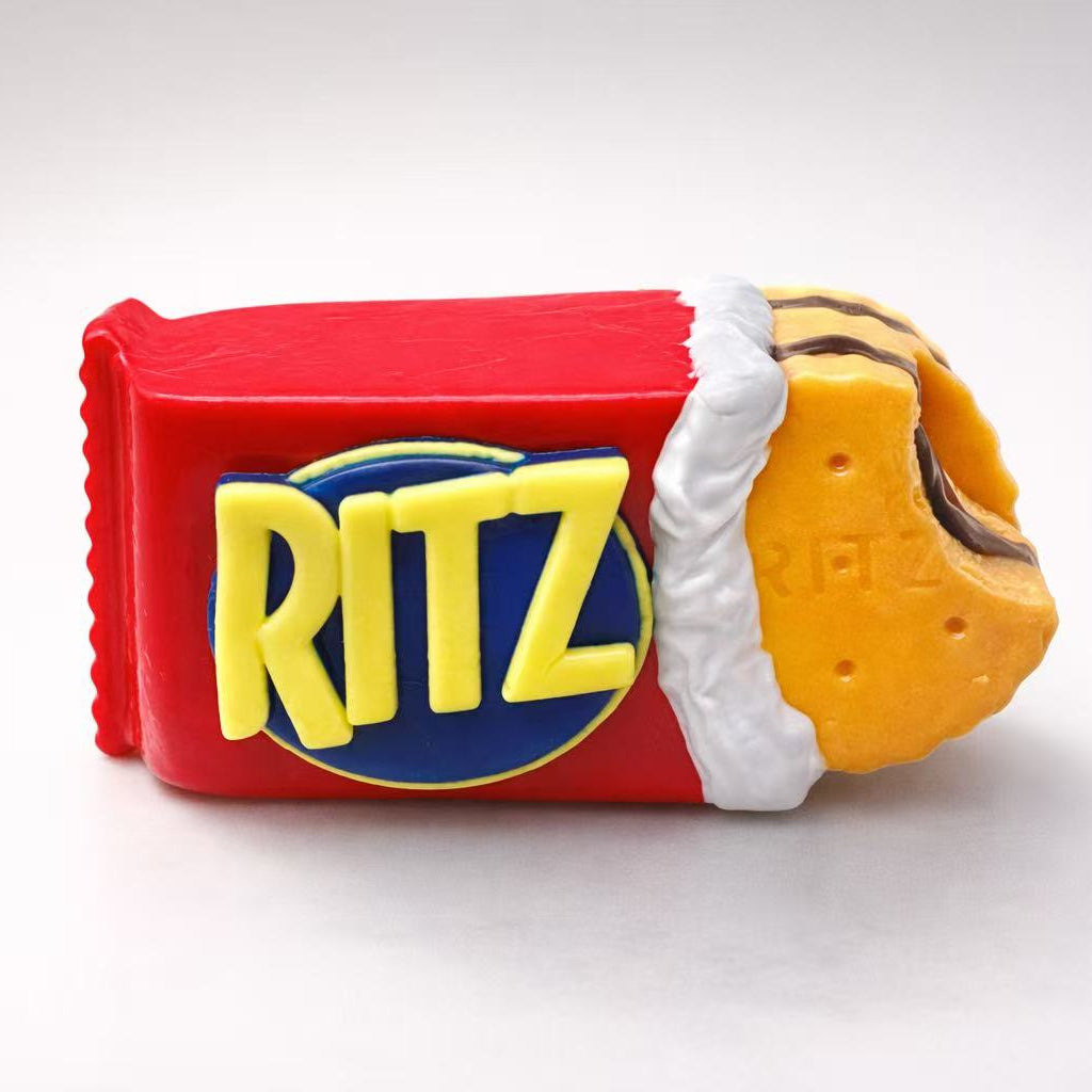 Collectible buttery cracker taba squishy, handmade silicone sensory toy inspired by classic snack design, slow rise and soft squeeze