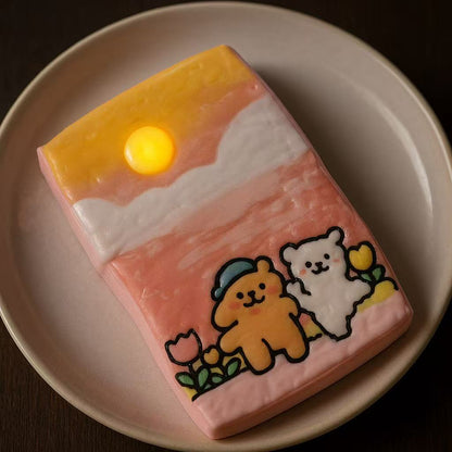 Glowing Sunset Maltese Taba Squishy((With light-up Squishy)