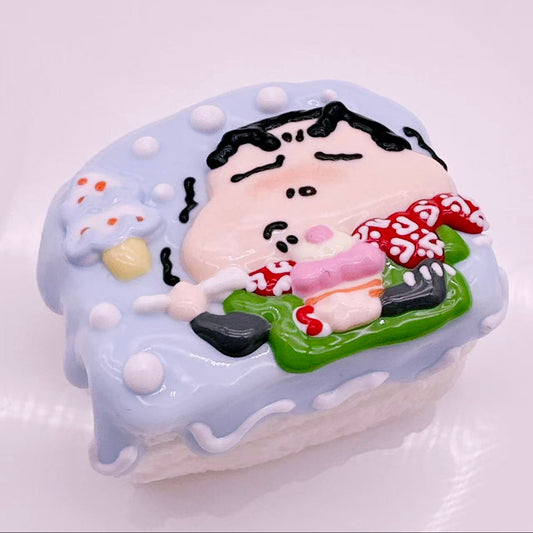 Hand Painted Shin Chan Toast Taba Squishy Series