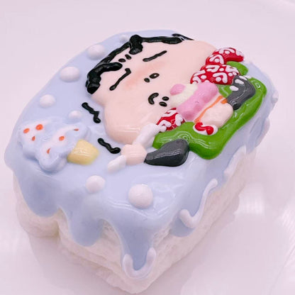 Hand Painted Shin Chan Toast Taba Squishy Series