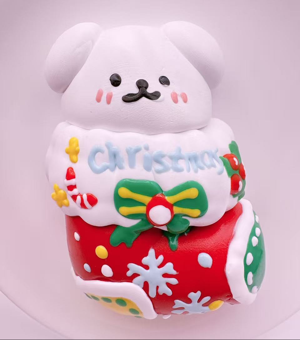 Hand-Painted Maltese Christmas Stocking Taba Squishy