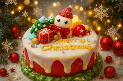 Merry Berry Snowman Christmas Deluxe Cake Taba Squishy