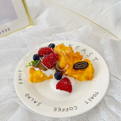 Berry Blossom Waffle Taba Squishy – handmade silicone squishy toy with strawberries, blueberries, cream, and waffle design, kawaii stress relief collectible