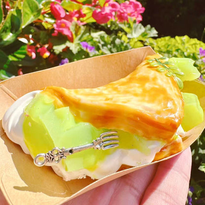 Muscat Delight Taba Squishy realistic crepe squishy with muscat grapes and whipped cream, kawaii dessert toy