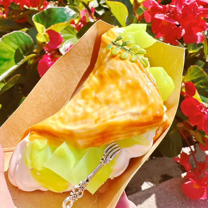Muscat Delight Taba Squishy crepe toy with green muscat grapes and cream, realistic dessert squishy for stress relief