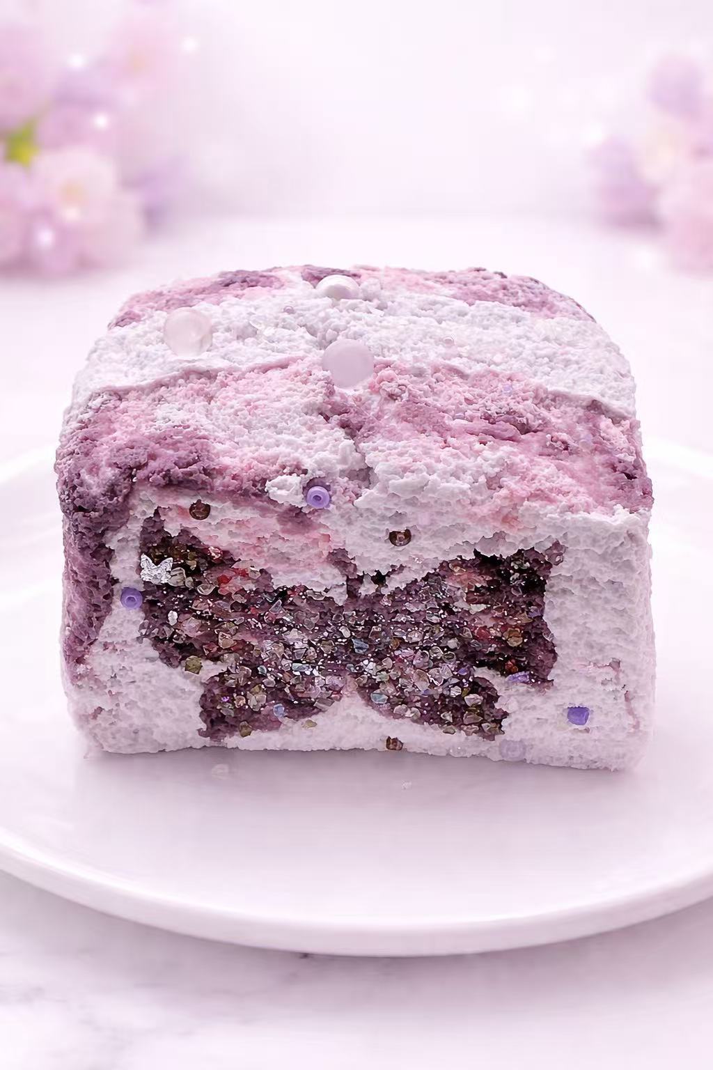 Handmade butterfly toast taba squishy with glitter filling, ultra realistic silicone texture, soft slow rise stress relief toy