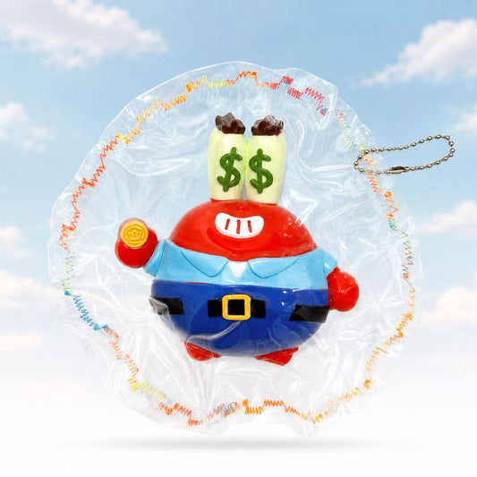 Handmade Cartoon Crab Taba Squishy in transparent packaging with a red hat, blue outfit, and colorful character details