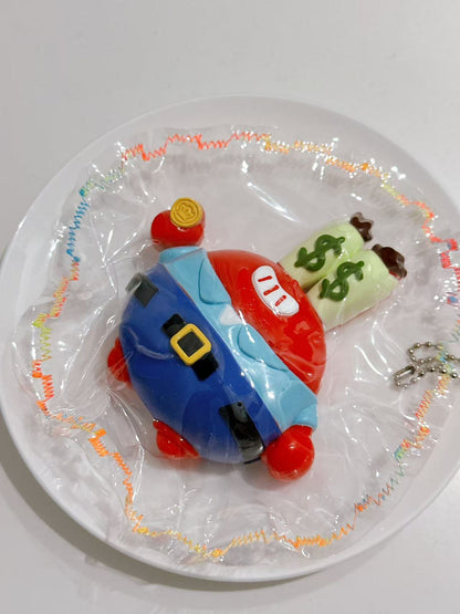Right-side view of a handmade Cartoon Crab Taba Squishy showing its raised details, colorful accents, and soft silicone design