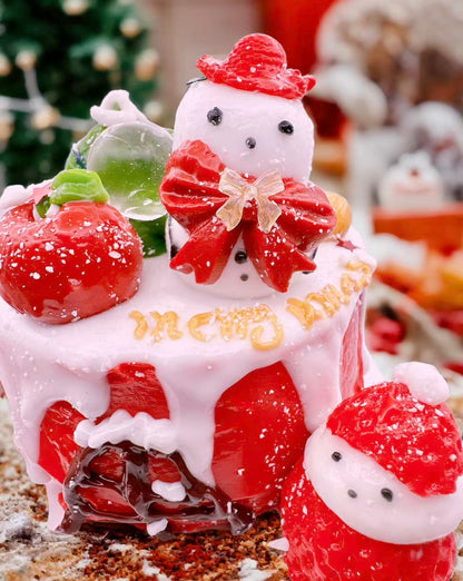 Handmade Merry Berry Snowman Cake Taba Squishy with festive winter dessert style