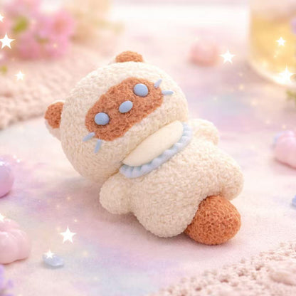 Handmade Siamese Cat Taba Squishy with creamy white texture, cute pastel details and soft silicone finish, collectible squishy toy