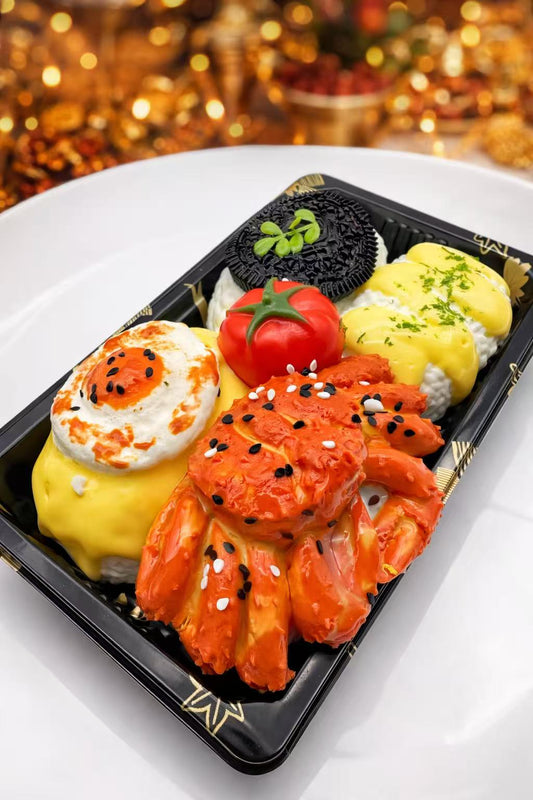 Luxury Sushi Platter Taba Squishy displayed as a premium handmade silicone sushi platter with ultra-realistic food details, clean white background and professional product photography