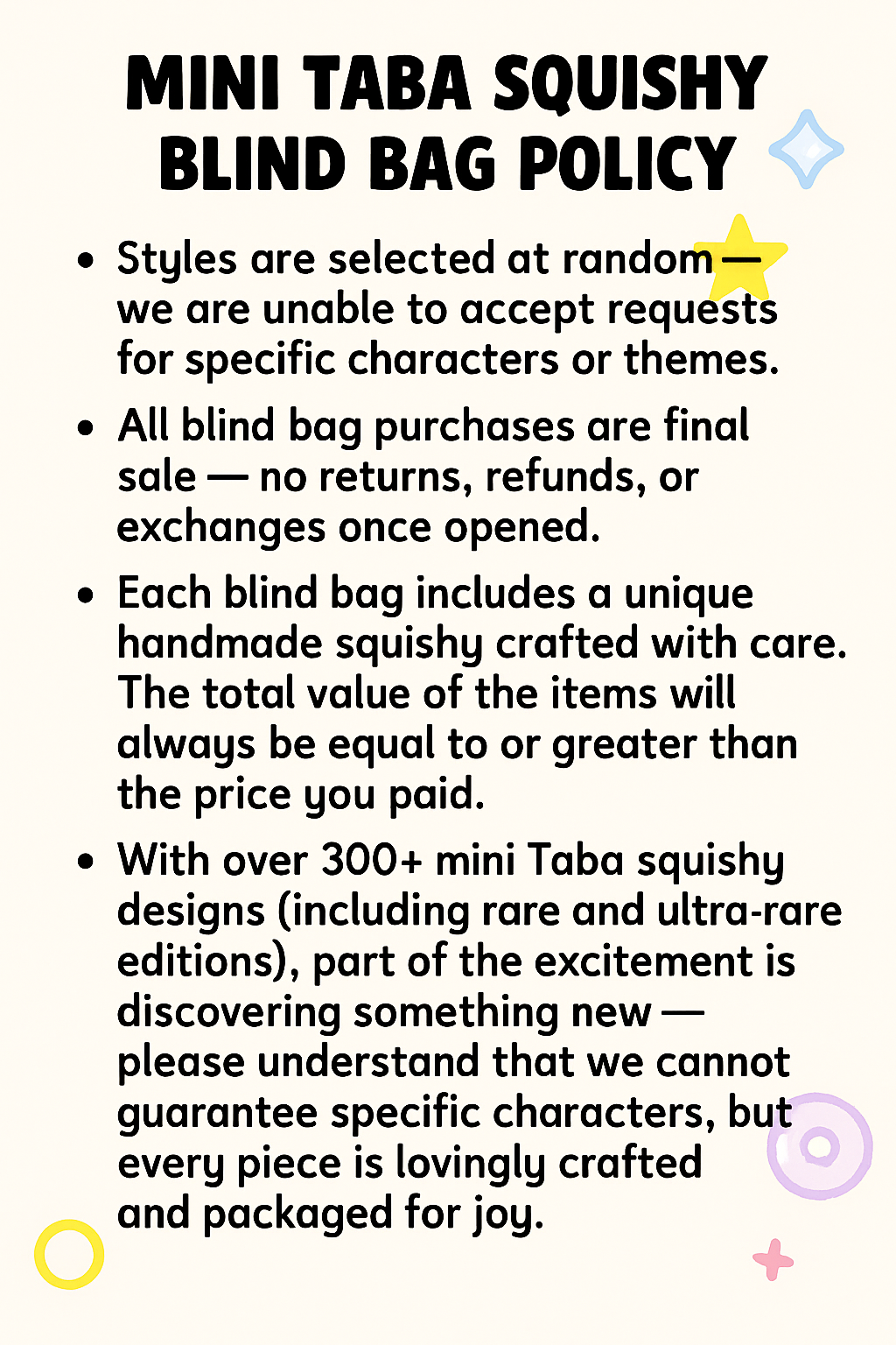 Mini Taba Squishy Blind Bags