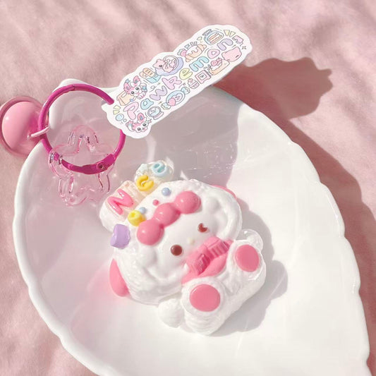 Sanrio Piano Taba Squishy with pastel colors, kawaii slow rise stress relief toy for collectors.