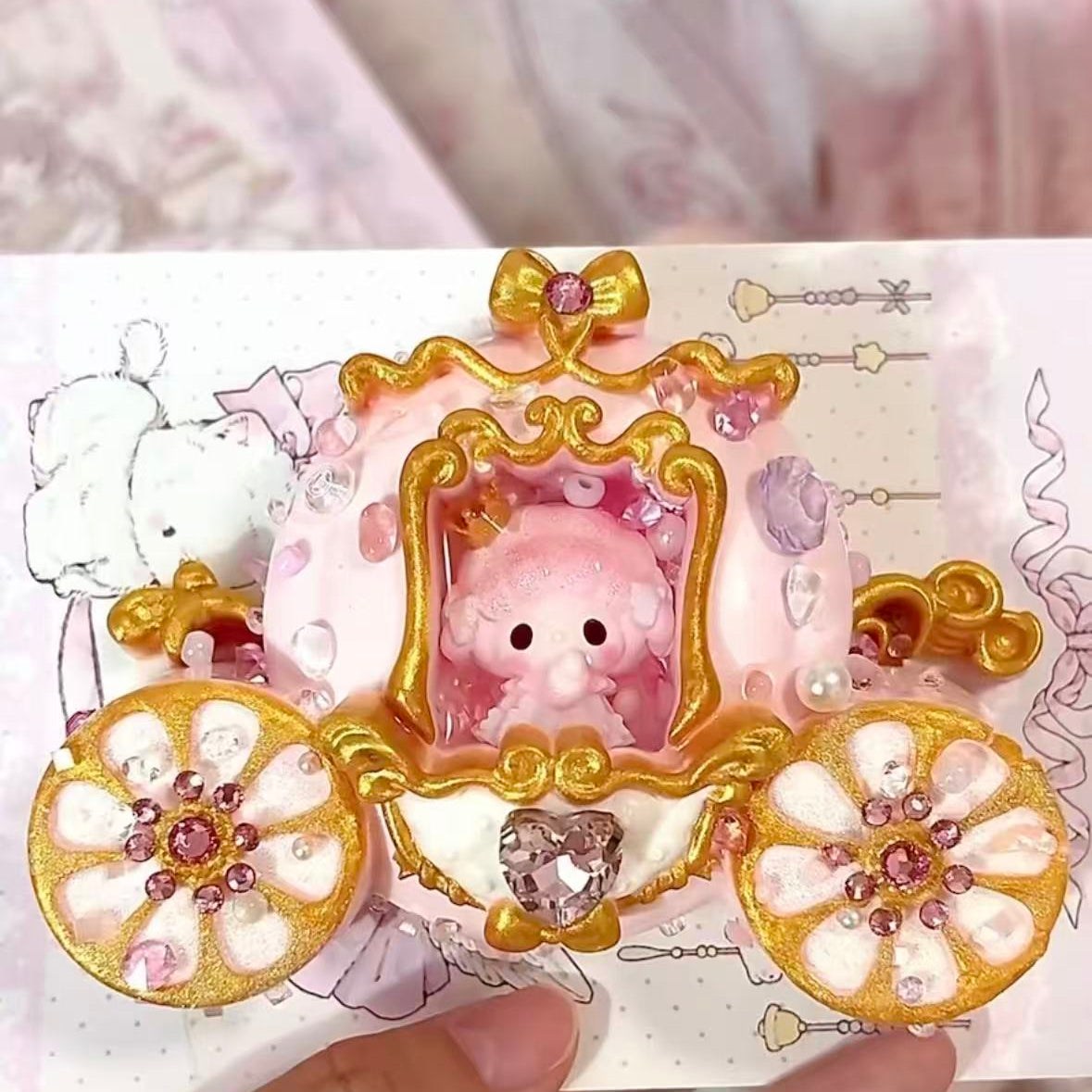 Golden Crystal Carriage Piano Taba Squishy