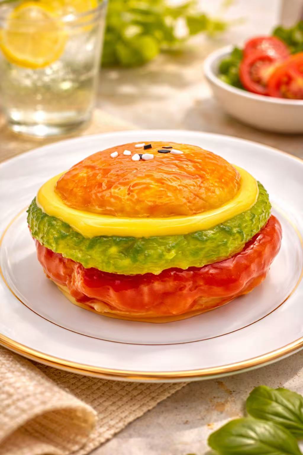 Spicy Crispy Chicken Burger Taba Squishy featuring ultra realistic crispy chicken layers, spicy sauce details, and handmade gourmet burger design
