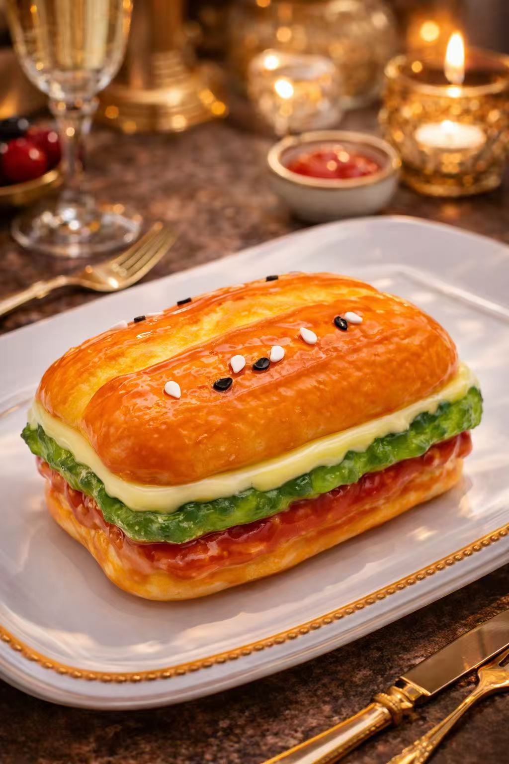 Teriyaki Grilled Burger Taba Squishy featuring ultra realistic grilled layers, glossy teriyaki sauce details, and handmade gourmet burger design
